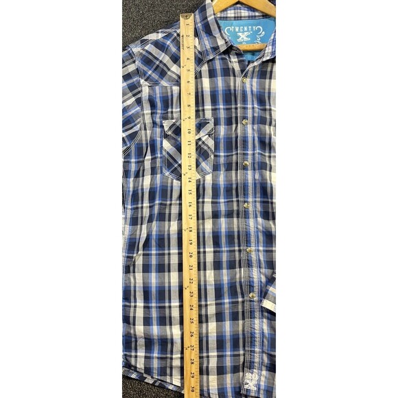Wrangler 20x‎ Pearl Snap Shirt Blue/Black/White Plaid Men's size XL - Picture 10 of 11